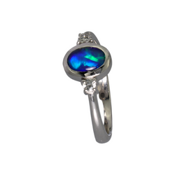 Australian Doublet Opal & White Sapphire 925 Sterling Silver Ring
