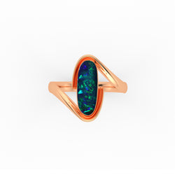 Ellie Ring - Boulder Opal Doublet Handcrafted in 9kt Rose Gold Ring
