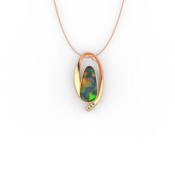 Ciara Pendant - Boulder Opal Doublet Handcrafted in 9kt Rose Gold Pendant