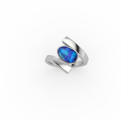 Faith Ring - Boulder Opal Doublet Handcrafted in 9kt White Gold Ring