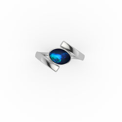 Fiora Ring - Boulder Opal Doublet Handcrafted in 9kt White Gold Ring