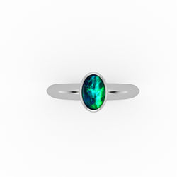 Faelynne Ring - Boulder Opal Doublet Handcrafted in 9kt White Gold Ring