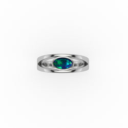 Foster Ring - Boulder Opal Doublet Handcrafted in 9kt White Gold Ring