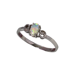 Australian Solid Crystal Opal 18kt White Gold Ring
