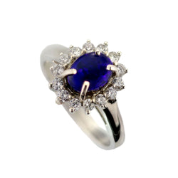 Australian Doublet Opal & White Cubic Zirconia 925 Sterling Silver Ring