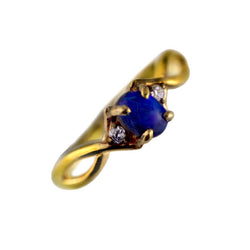 Australian Doublet Opal & White Cubic Zirconia 925 Sterling Silver Ring - GP