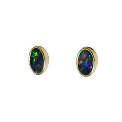 Australian Doublet Opal 925 Sterling Silver/Gold Plated Earrings