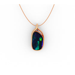 Ella Pendant - Boulder Opal Doublet Handcrafted in 9kt Rose Gold Pendant