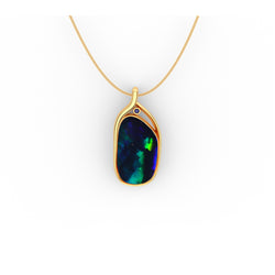 Ella Pendant - Boulder Opal Doublet Handcrafted in 9kt Yellow Gold Pendant