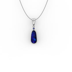 Emilia Pendant - Boulder Opal Doublet Handcrafted in 9kt White Gold Pendant