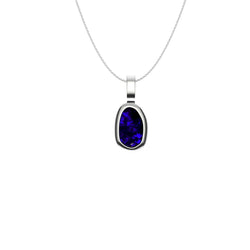 Elena Pendant - Boulder Opal Doublet Handcrafted in 9kt White Gold Pendant