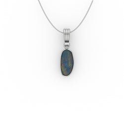 Emerson Pendant - Boulder Opal Doublet Handcrafted in 9kt White Gold Pendant