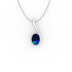 Eva Pendant - Boulder Opal Doublet Handcrafted in 9kt White Gold Pendant