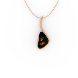 Easton Pendant - Boulder Opal Doublet Handcrafted in 9kt Rose Gold Pendant