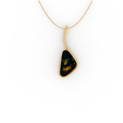 Easton Pendant - Boulder Opal Doublet Handcrafted in 9kt Yellow Gold Pendant