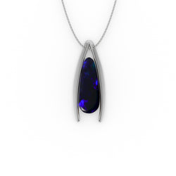 Avery Pendant - Boulder Opal Doublet Handcrafted in 9kt White Gold Pendant