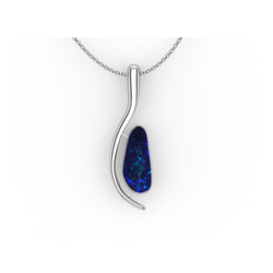 Aurora Pendant - Boulder Opal Doublet Handcrafted in 9kt White Gold Pendant