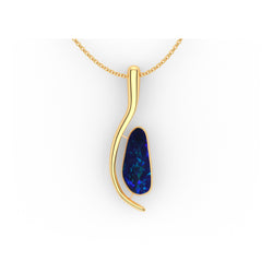 Aurora Pendant - Boulder Opal Doublet Handcrafted in 9kt Yellow Gold Pendant