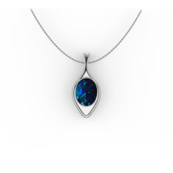 Addison Pendant - Boulder Opal Doublet Handcrafted in 9kt White Gold Pendant