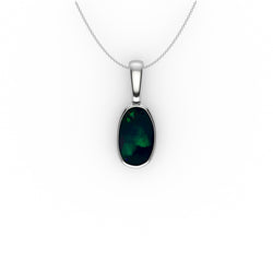 Alice Pendant - Boulder Opal Doublet Handcrafted in 9kt White Gold Pendant