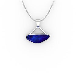 Adeline Pendant - Boulder Opal Doublet Handcrafted in 9kt White Gold Pendant
