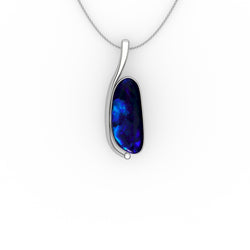 Allison Pendant - Boulder Opal Doublet Handcrafted in 9kt White Gold Pendant