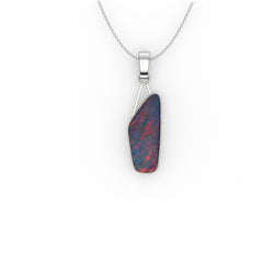 Adriana Pendant - Boulder Opal Doublet Handcrafted in 9kt White Gold Pendant