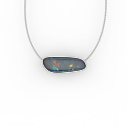 Ariel Pendant - Boulder Opal Doublet Handcrafted in 9kt White Gold Pendant