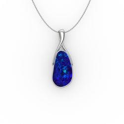 Alina Pendant - Boulder Opal Doublet Handcrafted in 9kt White Gold Pendant