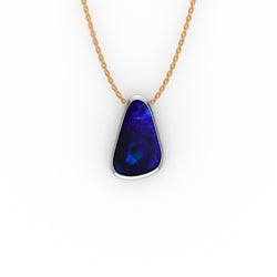 Aspen Pendant - Boulder Opal Doublet Handcrafted in 9kt White Gold Pendant
