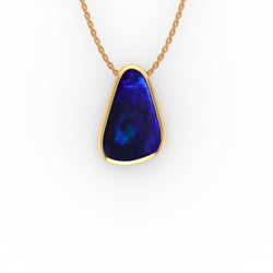 Aspen Pendant - Boulder Opal Doublet Handcrafted in 9kt Yellow Gold Pendant