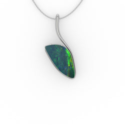 Alexis Pendant - Boulder Opal Doublet Handcrafted in 9kt White Gold Pendant