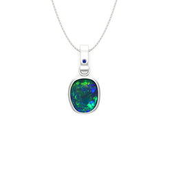 Annabelle Pendant - Boulder Opal Doublet Handcrafted in 9kt White Gold Pendant