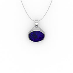 Bella Pendant - Boulder Opal Doublet Handcrafted in 9kt White Gold Pendant
