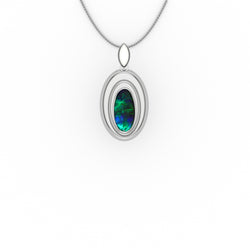 Bianca Pendant - Boulder Opal Doublet Handcrafted in 9kt White Gold Pendant