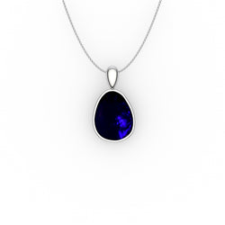 Bria Pendant - Boulder Opal Doublet Handcrafted in 9kt White Gold Pendant