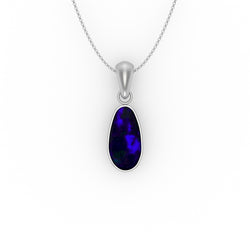 Briley Pendant - Boulder Opal Doublet Handcrafted in 9kt White Gold Pendant