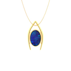 Bree Pendant - Boulder Opal Doublet Handcrafted in 9kt Yellow Gold Pendant