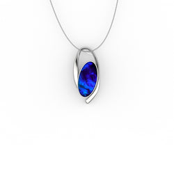 Clarissa Pendant - Boulder Opal Doublet Handcrafted in 9kt White Gold Pendant