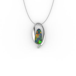 Ciara Pendant - Boulder Opal Doublet Handcrafted in 9kt White Gold Pendant