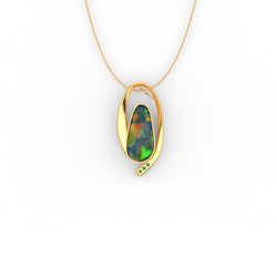 Ciara Pendant - Boulder Opal Doublet Handcrafted in 9kt Yellow Gold Pendant