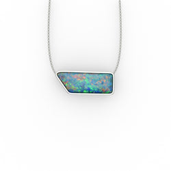 Claira Pendant - Boulder Opal Doublet Handcrafted in 9kt White Gold Pendant