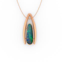 Demi Pendant - Boulder Opal Doublet Handcrafted in 9kt Rose Gold Pendant
