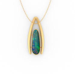 Demi Pendant - Boulder Opal Doublet Handcrafted in 9kt Yellow Gold Pendant