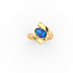 Faith Ring - Boulder Opal Doublet Handcrafted in 9kt Yellow Gold Ring
