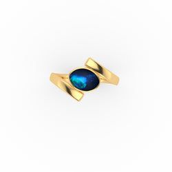 Fiora Ring - Boulder Opal Doublet Handcrafted in 9kt Yellow Gold Ring