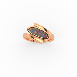 Delta Ring - Boulder Opal Doublet Handcrafted in 9kt Rose Gold Ring