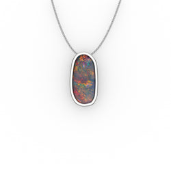 Delta Pendant - Boulder Opal Doublet Handcrafted in 9kt White Gold Pendant