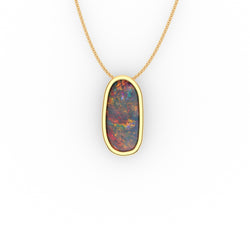 Delta Pendant - Boulder Opal Doublet Handcrafted in 9kt Yellow Gold Pendant