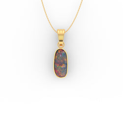 Delta Pendant - Boulder Opal Doublet Handcrafted in 9kt Yellow Gold Pendant